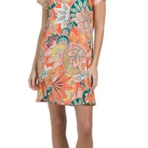 Jude Connally Stained Glass Coral Gold Dress